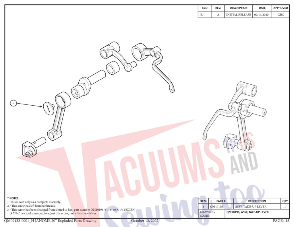 Janome qmpro20 v2 exploded schematic diagram (page 7)