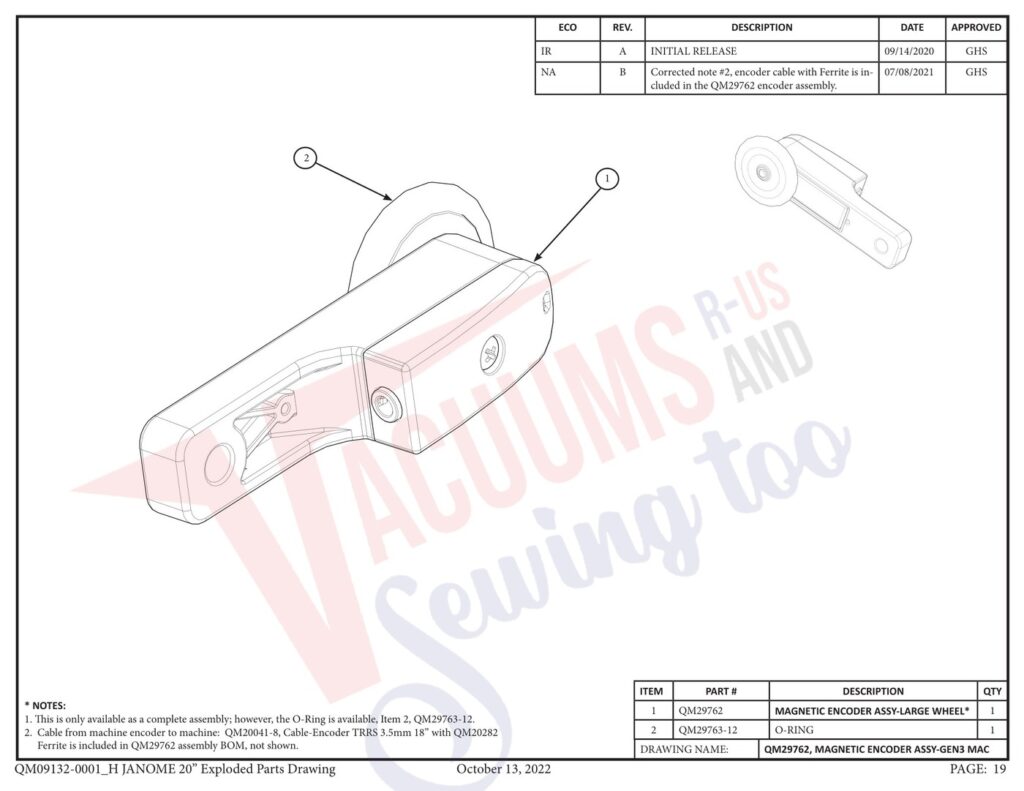 Janome qmpro20 v2 exploded schematic diagram (page 11)