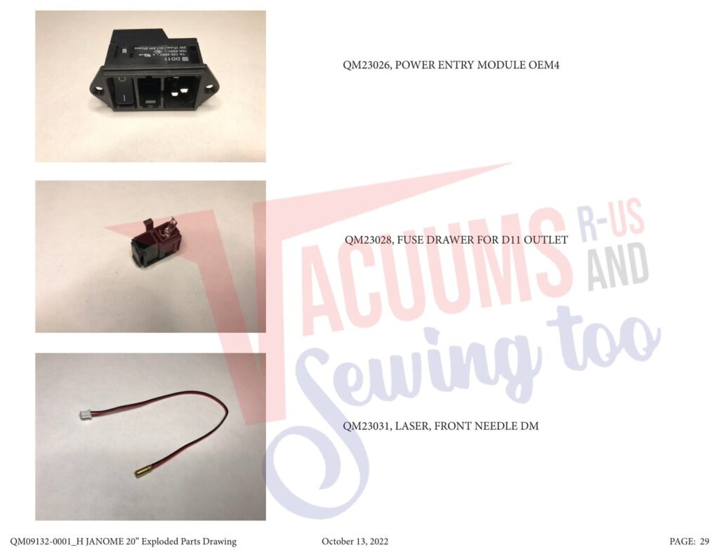 Janome qmpro20 v2 exploded schematic diagram (page 22)