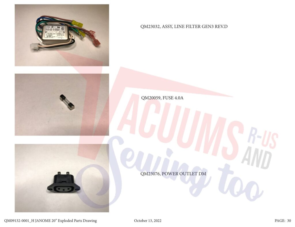 Janome qmpro20 v2 exploded schematic diagram (page 24)