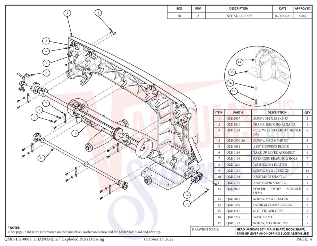 Janome qmpro20 v2 exploded schematic diagram (page 26)