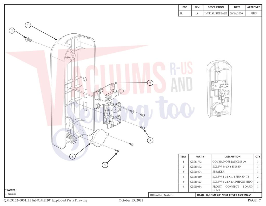 Janome qmpro20 v2 exploded schematic diagram (page 29)
