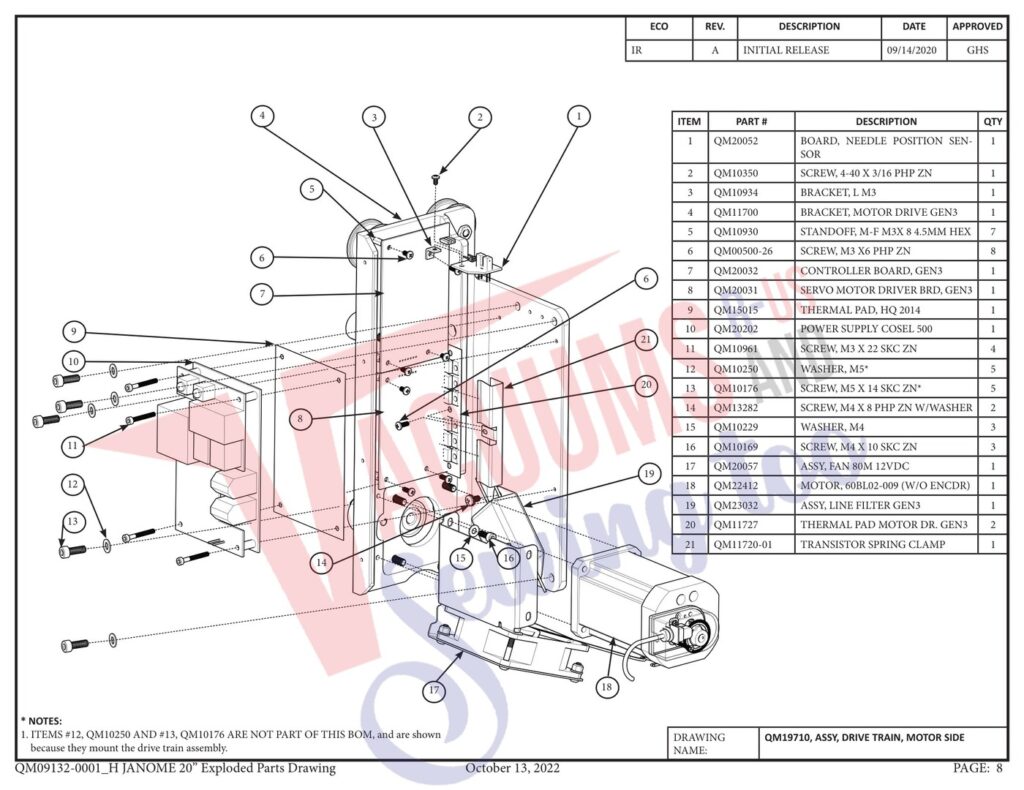 Janome qmpro20 v2 exploded schematic diagram (page 30)
