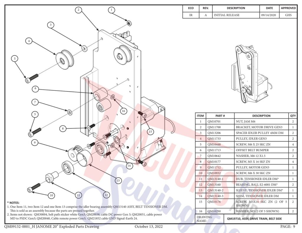 Janome qmpro20 v2 exploded schematic diagram (page 31)