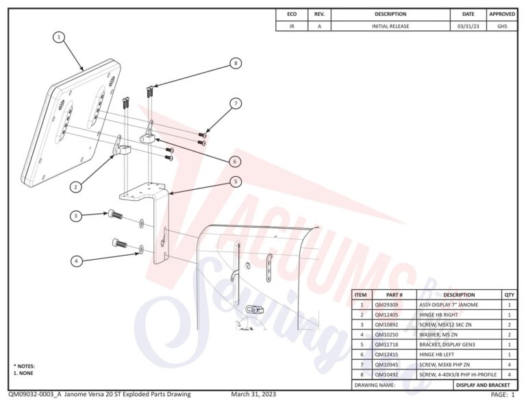 Janome QMPRO20VERSA-ST schematic page 1 preview