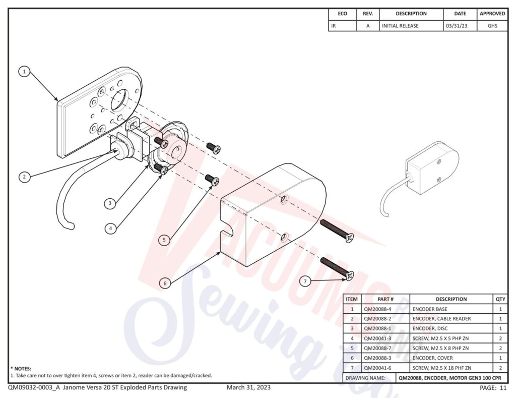 Janome QMPRO20VERSA-ST exploded schematic diagram (page 3)