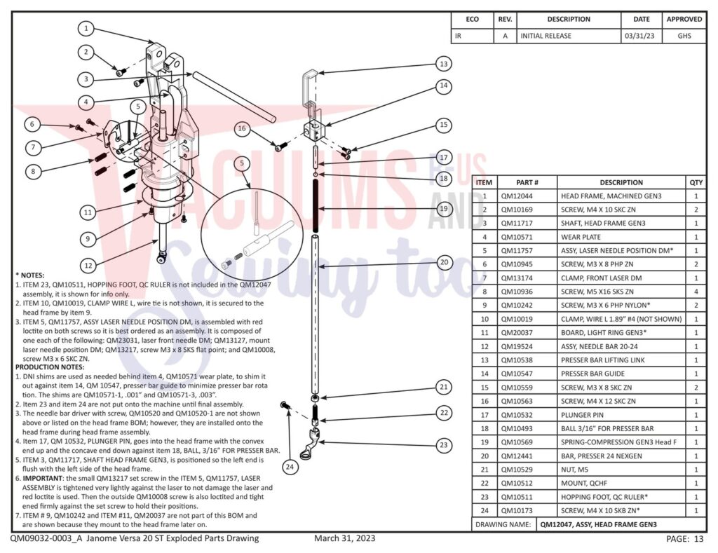 Janome QMPRO20VERSA-ST exploded schematic diagram (page 5)