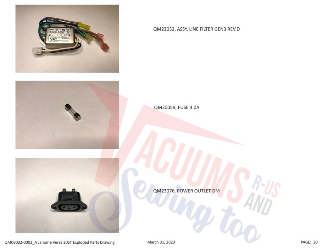 Janome QMPRO20VERSA-ST exploded schematic diagram (page 24)