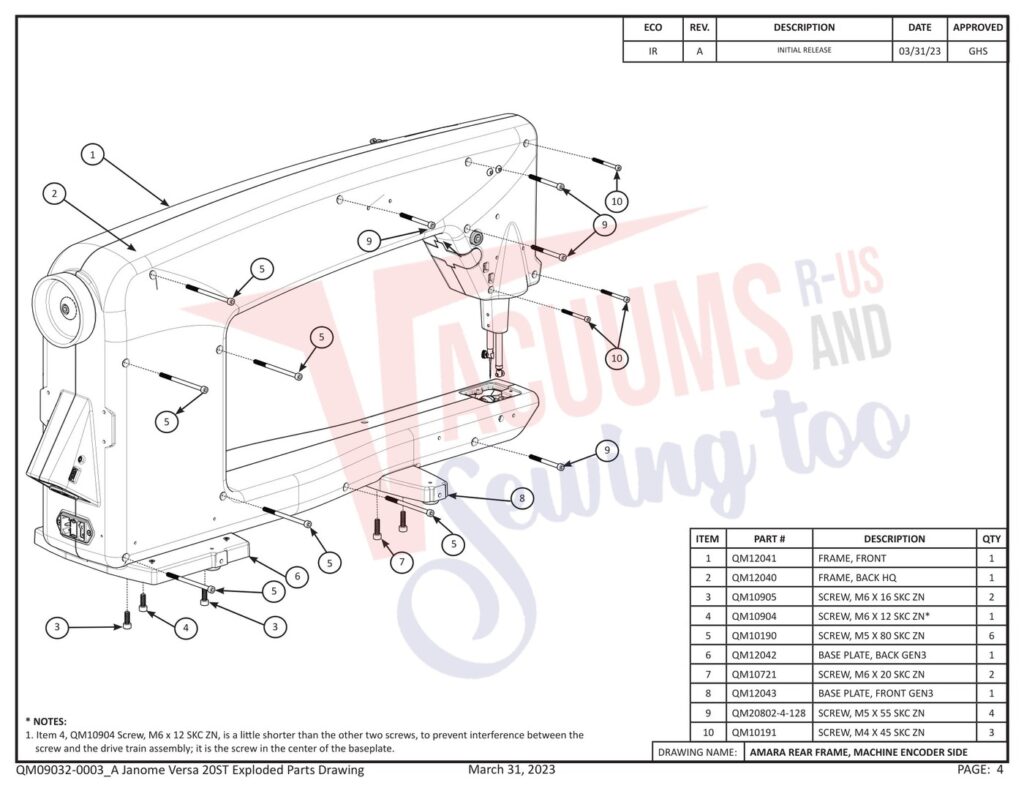 Janome QMPRO20VERSA-ST exploded schematic diagram (page 26)
