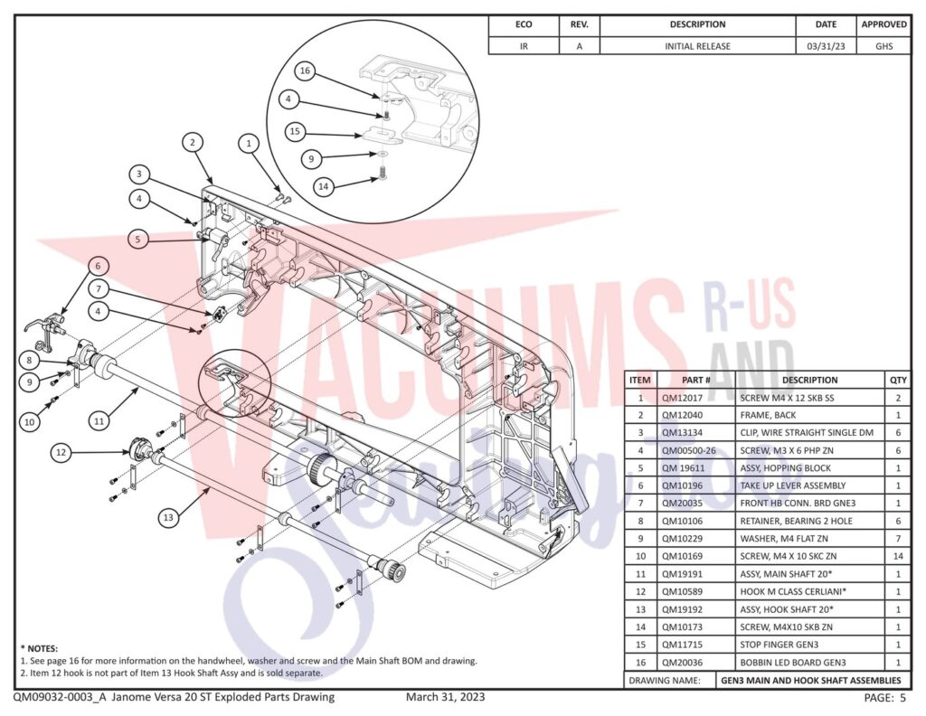 Janome QMPRO20VERSA-ST exploded schematic diagram (page 27)