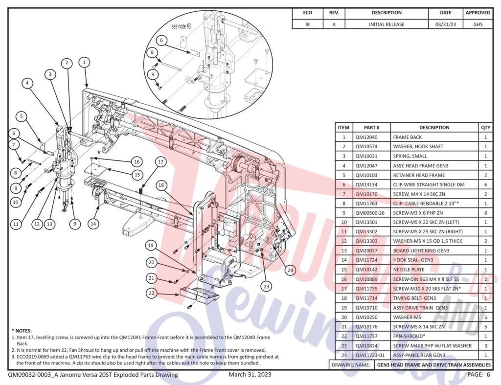 Janome QMPRO20VERSA-ST exploded schematic diagram (page 28)