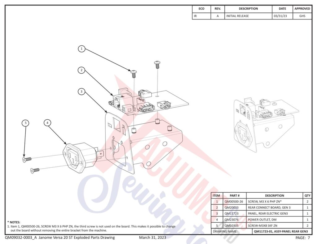 Janome QMPRO20VERSA-ST exploded schematic diagram (page 29)