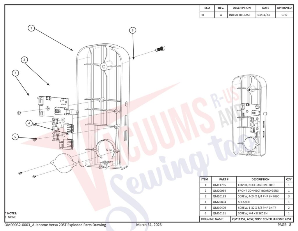 Janome QMPRO20VERSA-ST exploded schematic diagram (page 30)