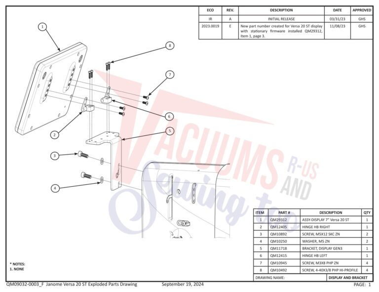 Janome QMPRO20VERSA-ST v1.1 schematic page 1 preview