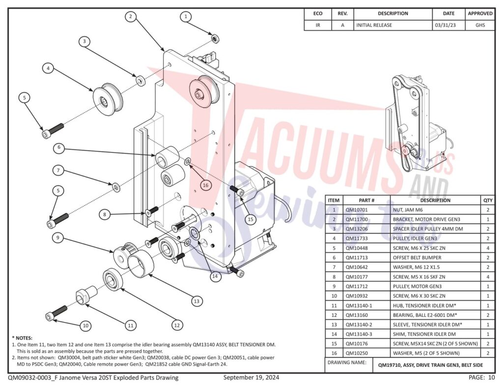 Janome QMPRO20VERSA-ST v1.1 exploded schematic diagram (page 2)