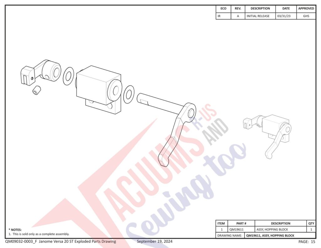 Janome QMPRO20VERSA-ST v1.1 exploded schematic diagram (page 7)