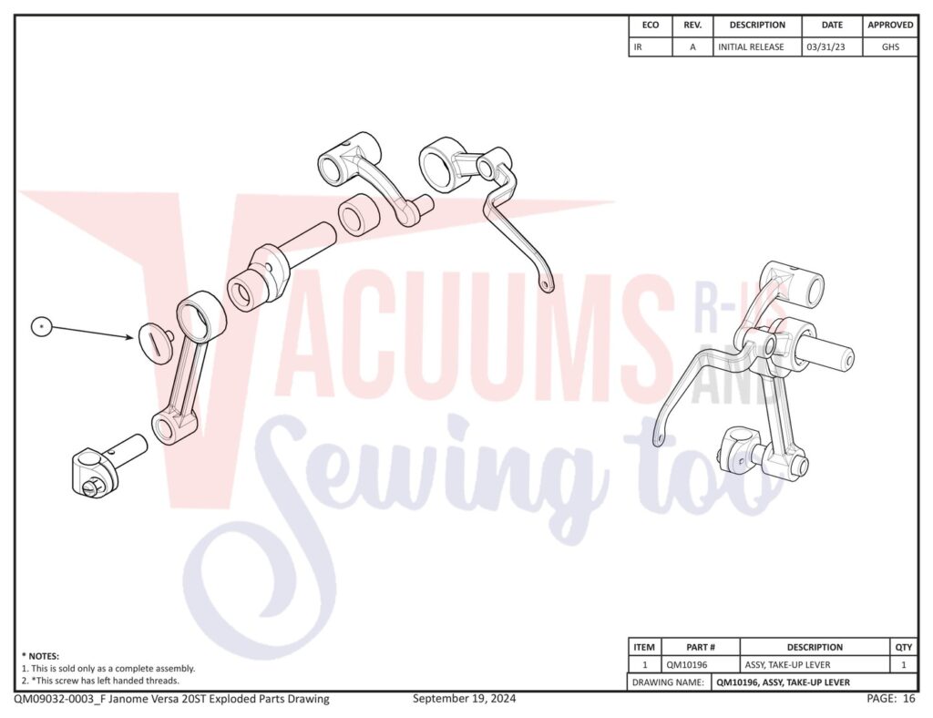 Janome QMPRO20VERSA-ST v1.1 exploded schematic diagram (page 8)