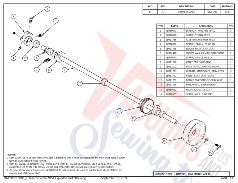 Janome QMPRO20VERSA-ST v1.1 schematic page 9 preview