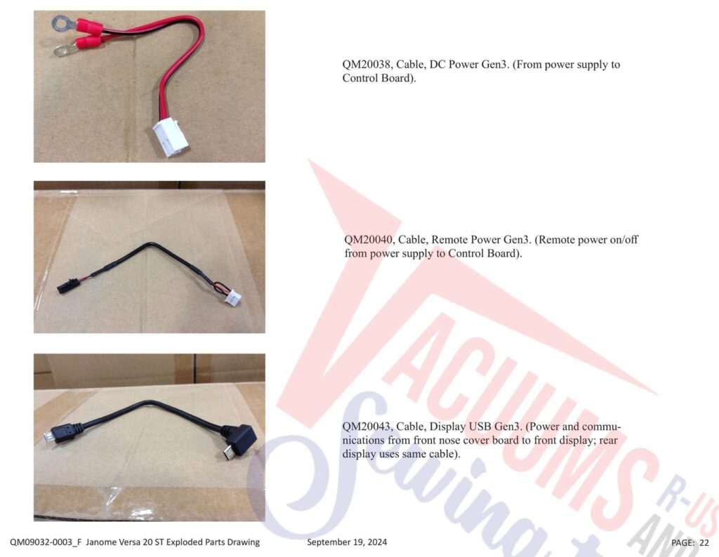 Janome QMPRO20VERSA-ST v1.1 exploded schematic diagram (page 15)