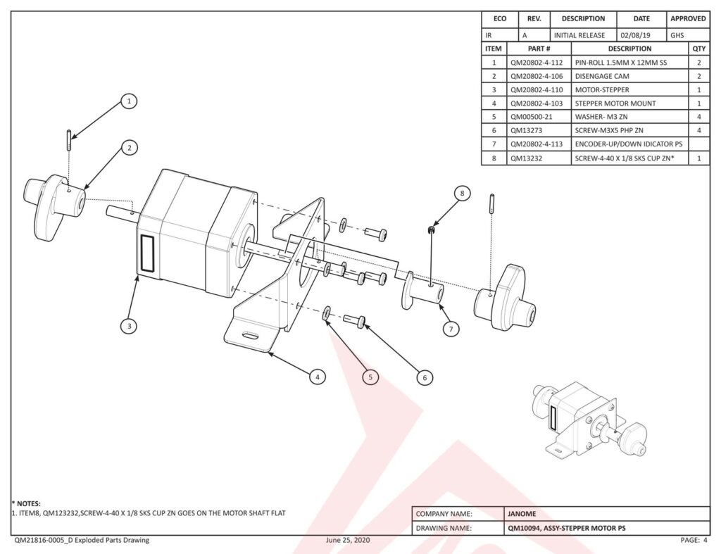 Janome QMPRO-STITCHER V5 exploded schematic diagram (page 4)