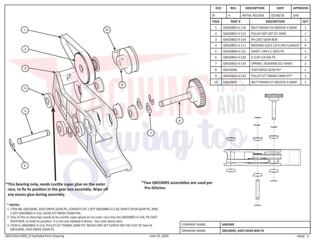 Janome QMPRO-STITCHER V5 exploded schematic diagram (page 5)