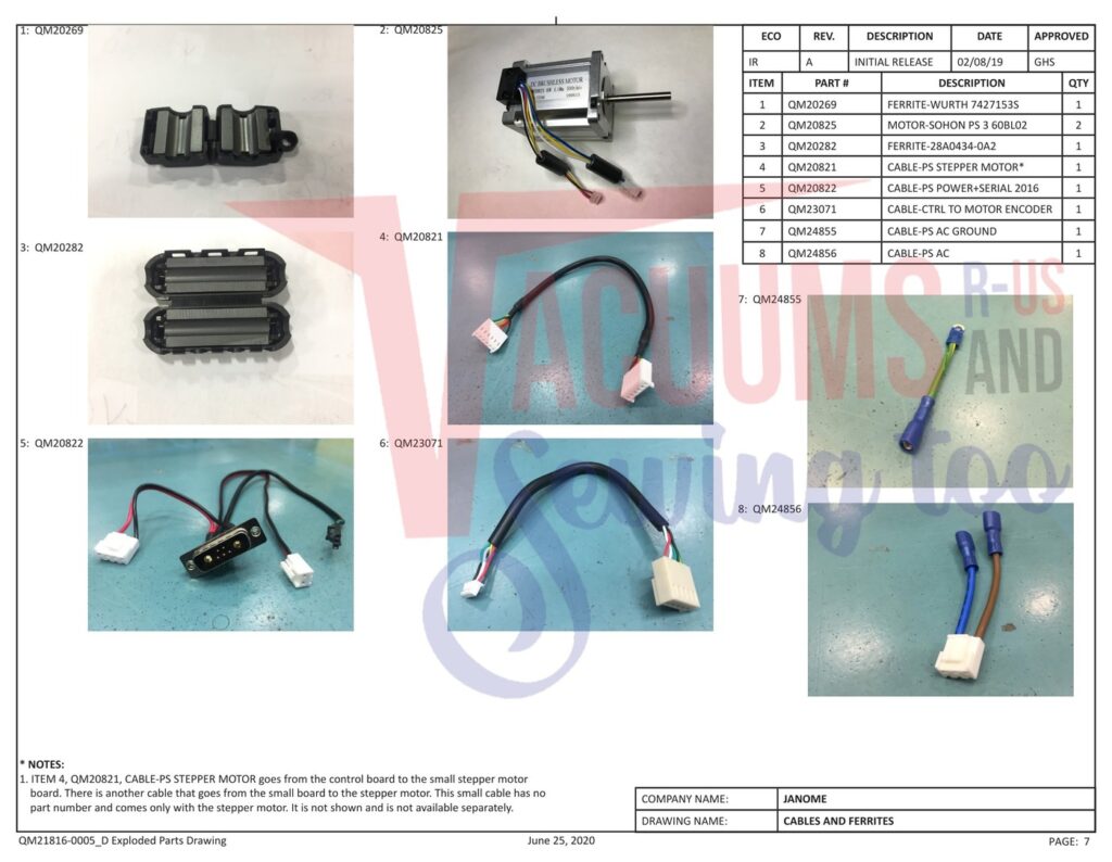 Janome QMPRO-STITCHER V5 exploded schematic diagram (page 7)