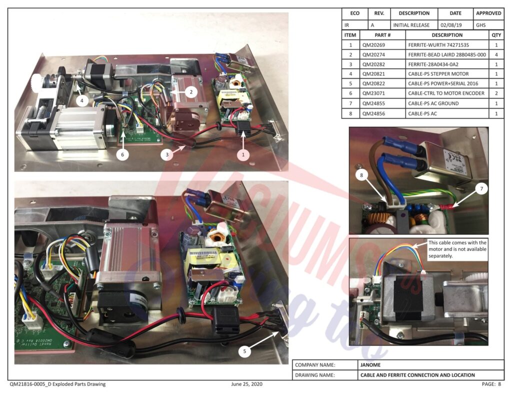Janome QMPRO-STITCHER V5 exploded schematic diagram (page 8)