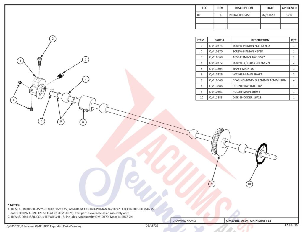 Janome QMPROVERSA exploded schematic diagram (page 7)