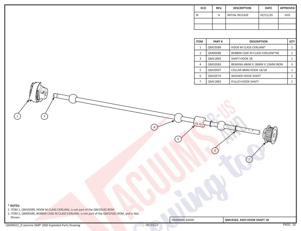 Janome QMPROVERSA exploded schematic diagram (page 8)