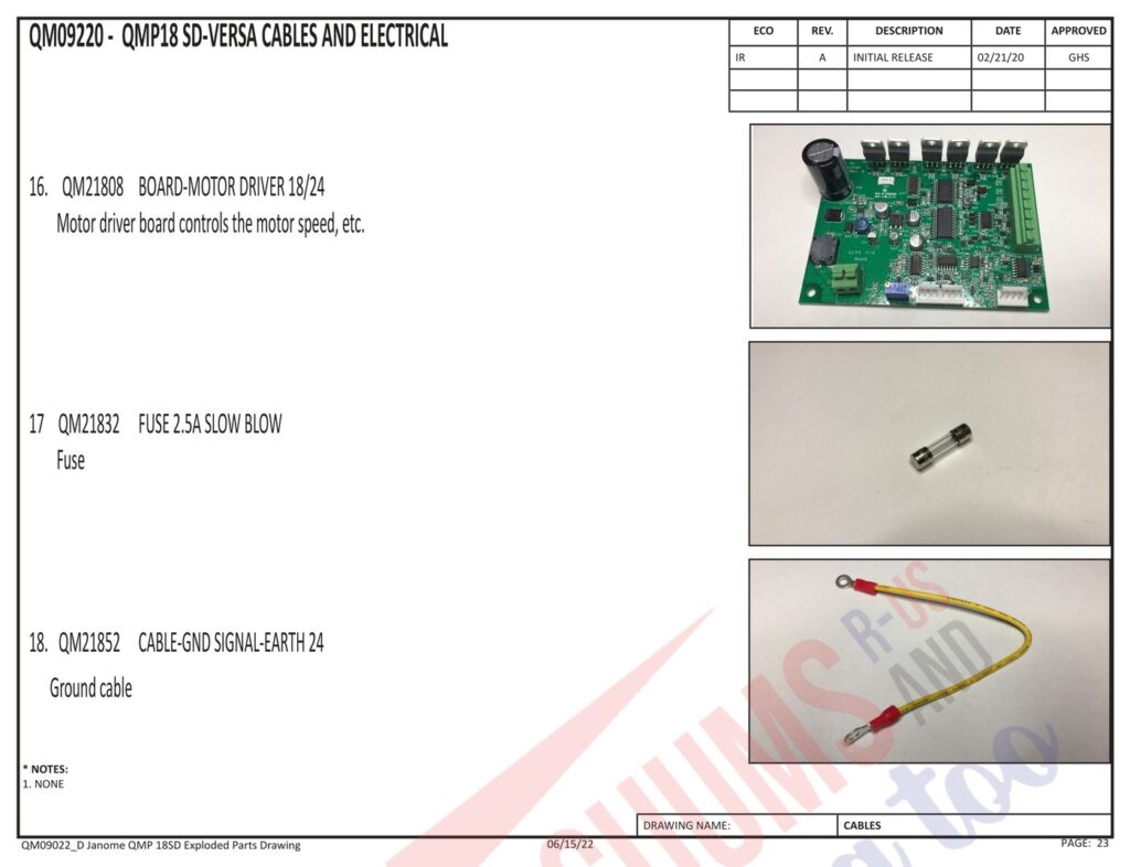 Janome QMPROVERSA exploded schematic diagram (page 16)