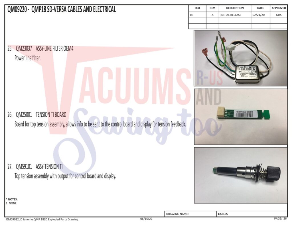 Janome QMPROVERSA exploded schematic diagram (page 19)