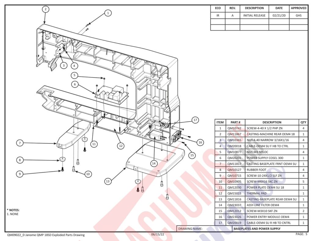 Janome QMPROVERSA exploded schematic diagram (page 22)