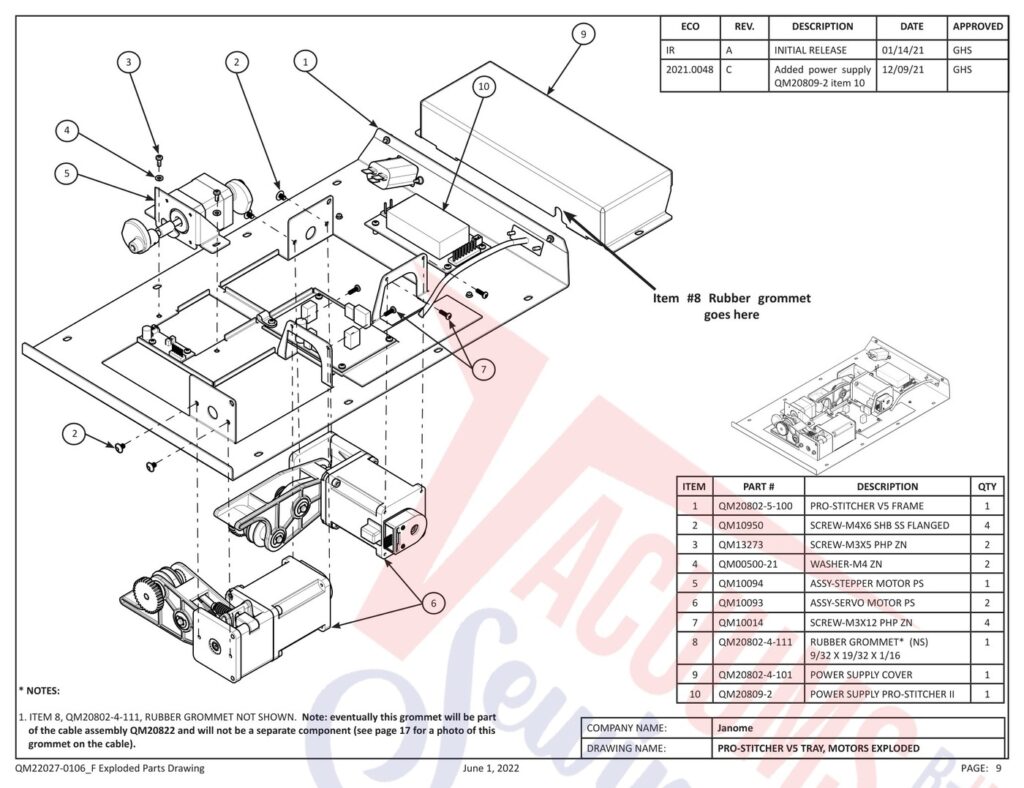 Janome QMPSTITCHER-20 V2 exploded schematic diagram (page 2)