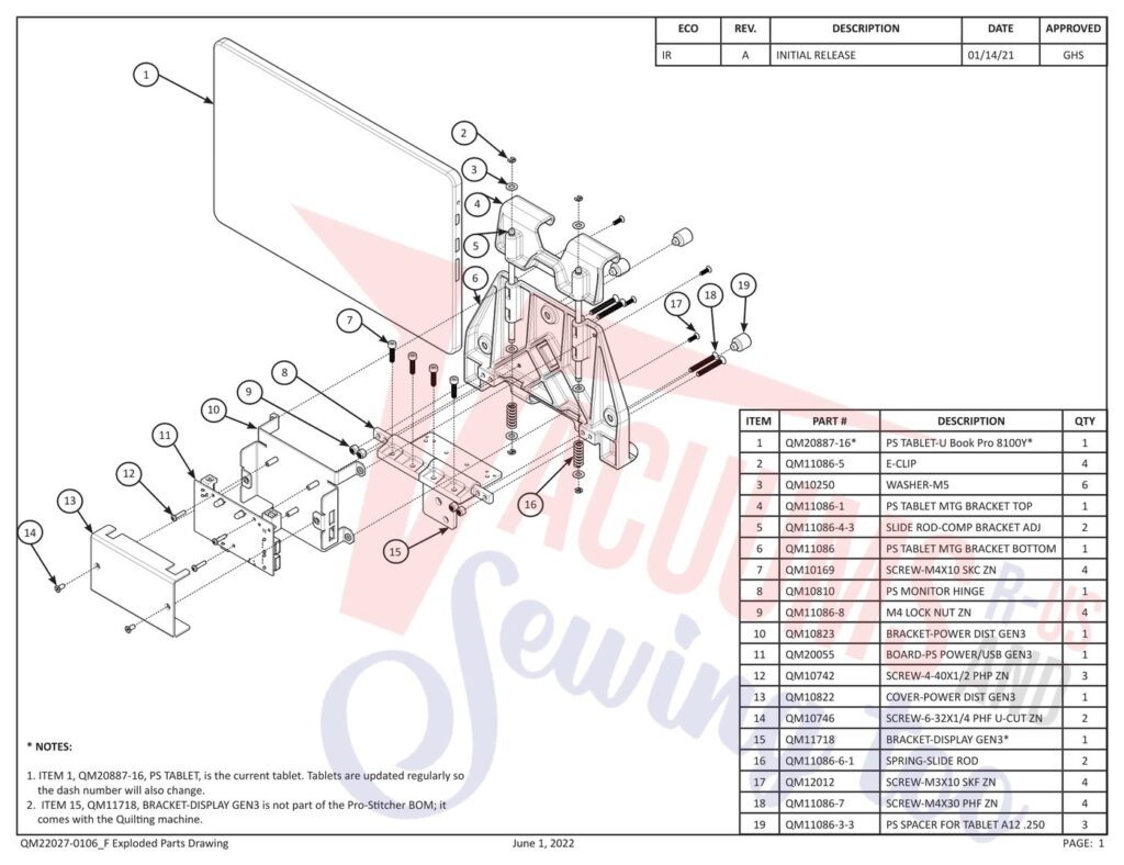 Janome QMPSTITCHER-20 V2 exploded schematic diagram (page 8)