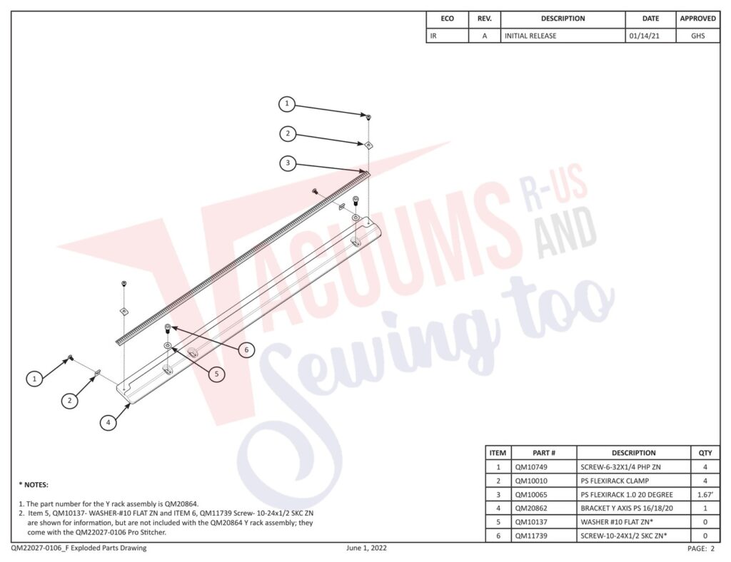 Janome QMPSTITCHER-20 V2 exploded schematic diagram (page 9)