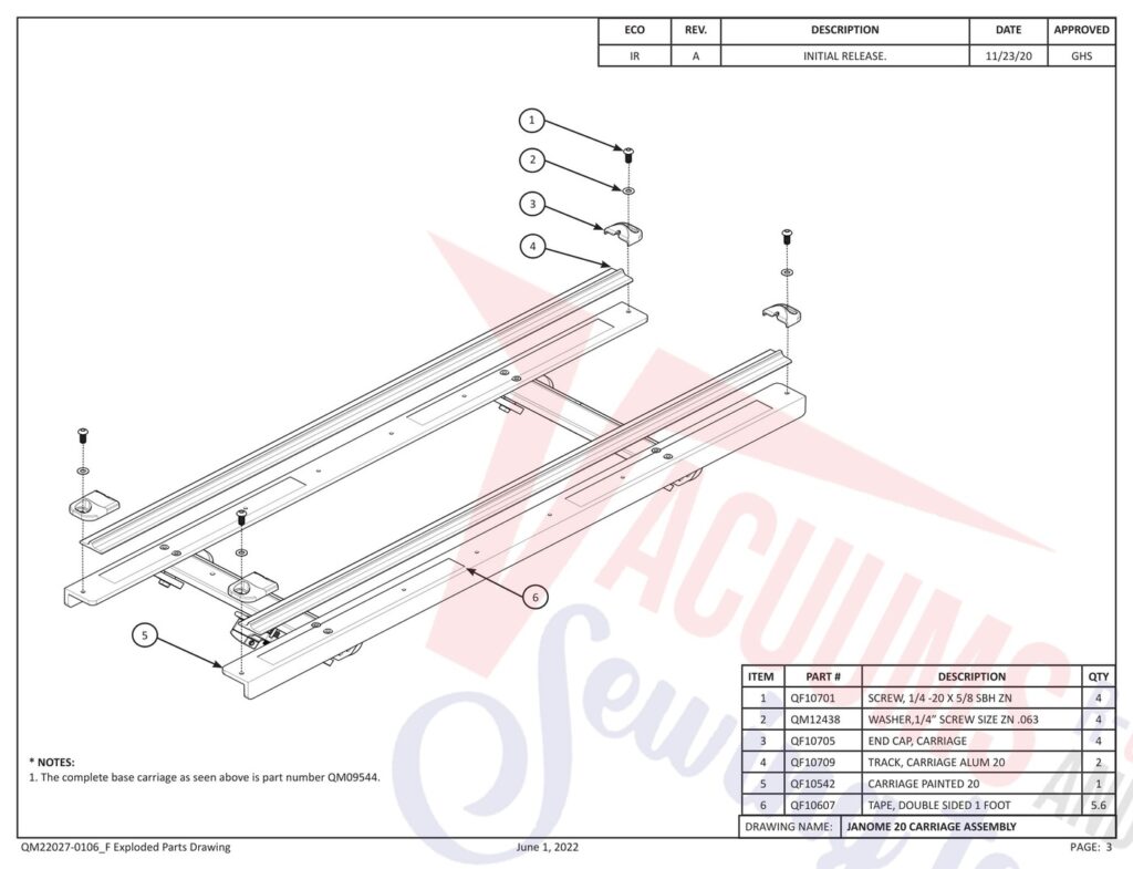Janome QMPSTITCHER-20 V2 exploded schematic diagram (page 10)