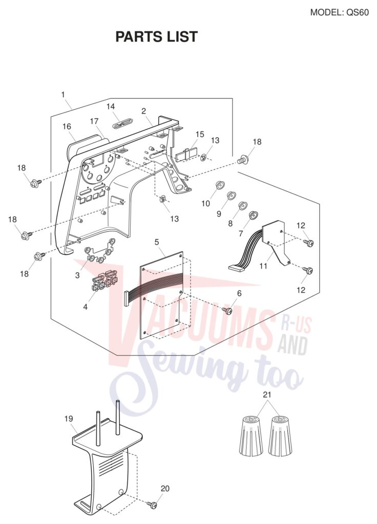 Necchi QS60 exploded schematic diagram (page 1)