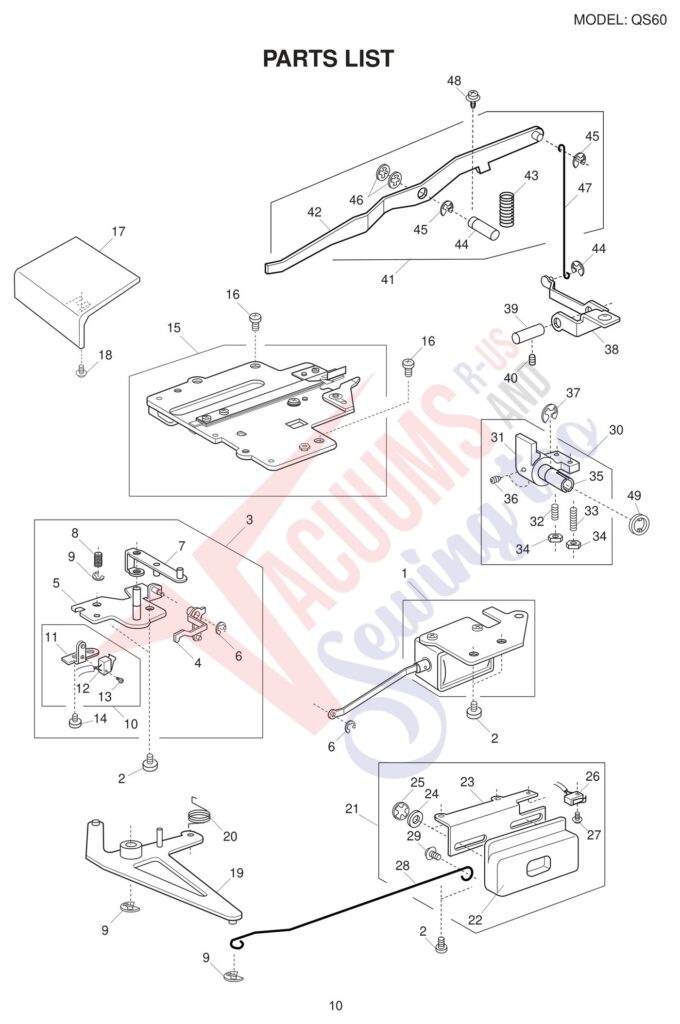 Necchi QS60 exploded schematic diagram (page 2)