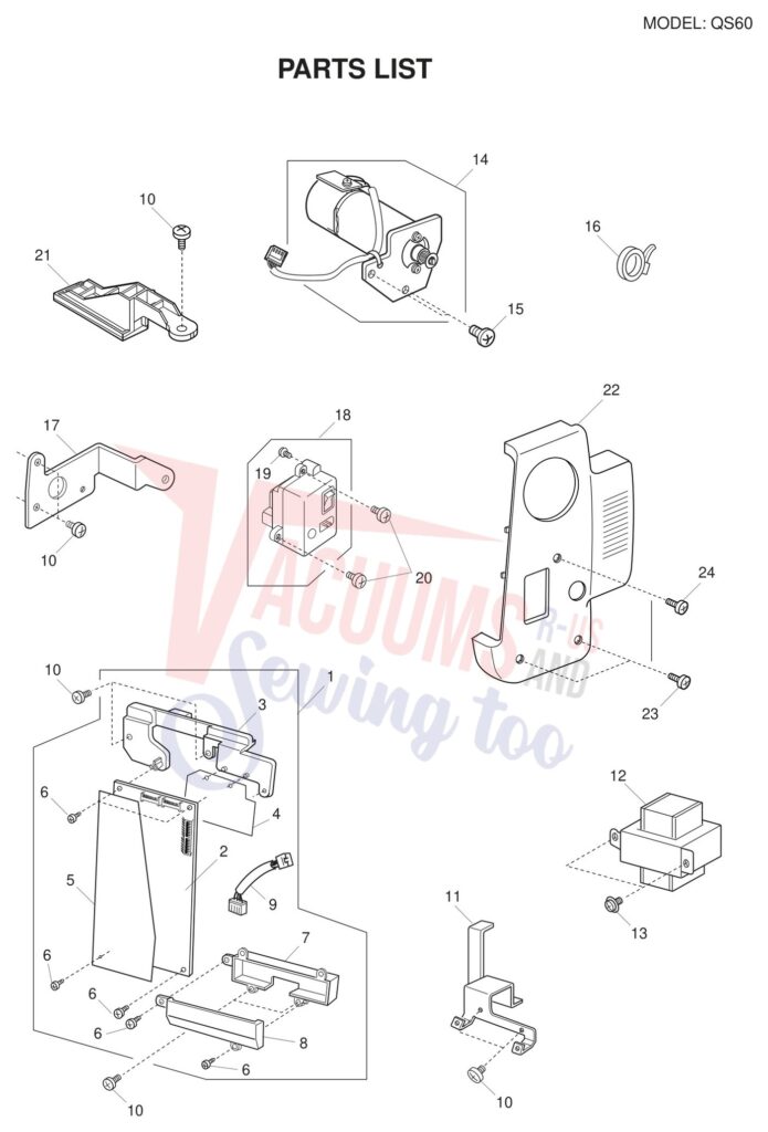Necchi QS60 exploded schematic diagram (page 3)
