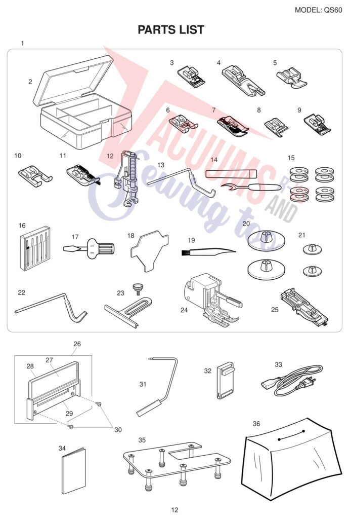 Necchi QS60 exploded schematic diagram (page 4)