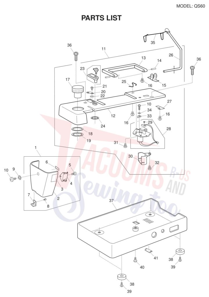 Necchi QS60 exploded schematic diagram (page 5)