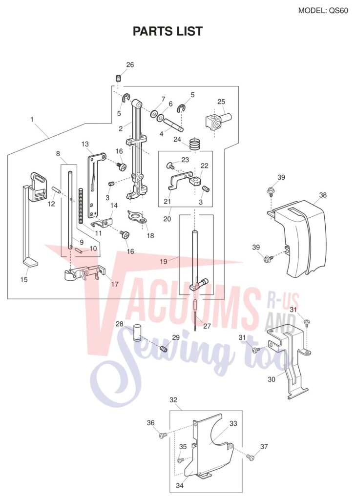 Necchi QS60 exploded schematic diagram (page 7)