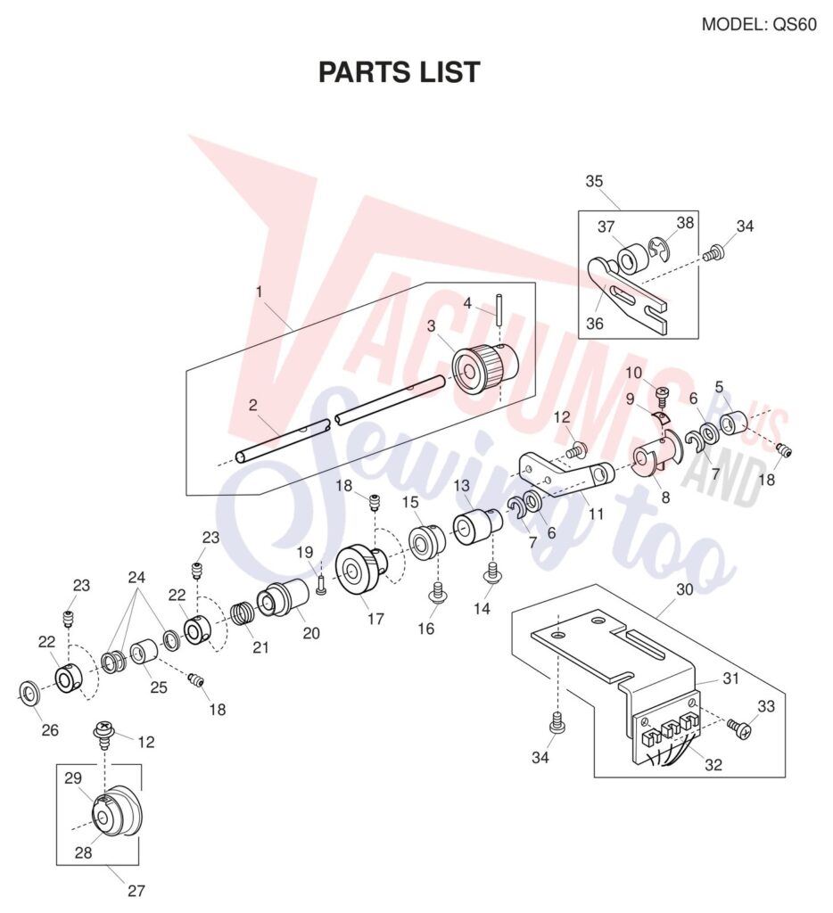 Necchi QS60 exploded schematic diagram (page 10)