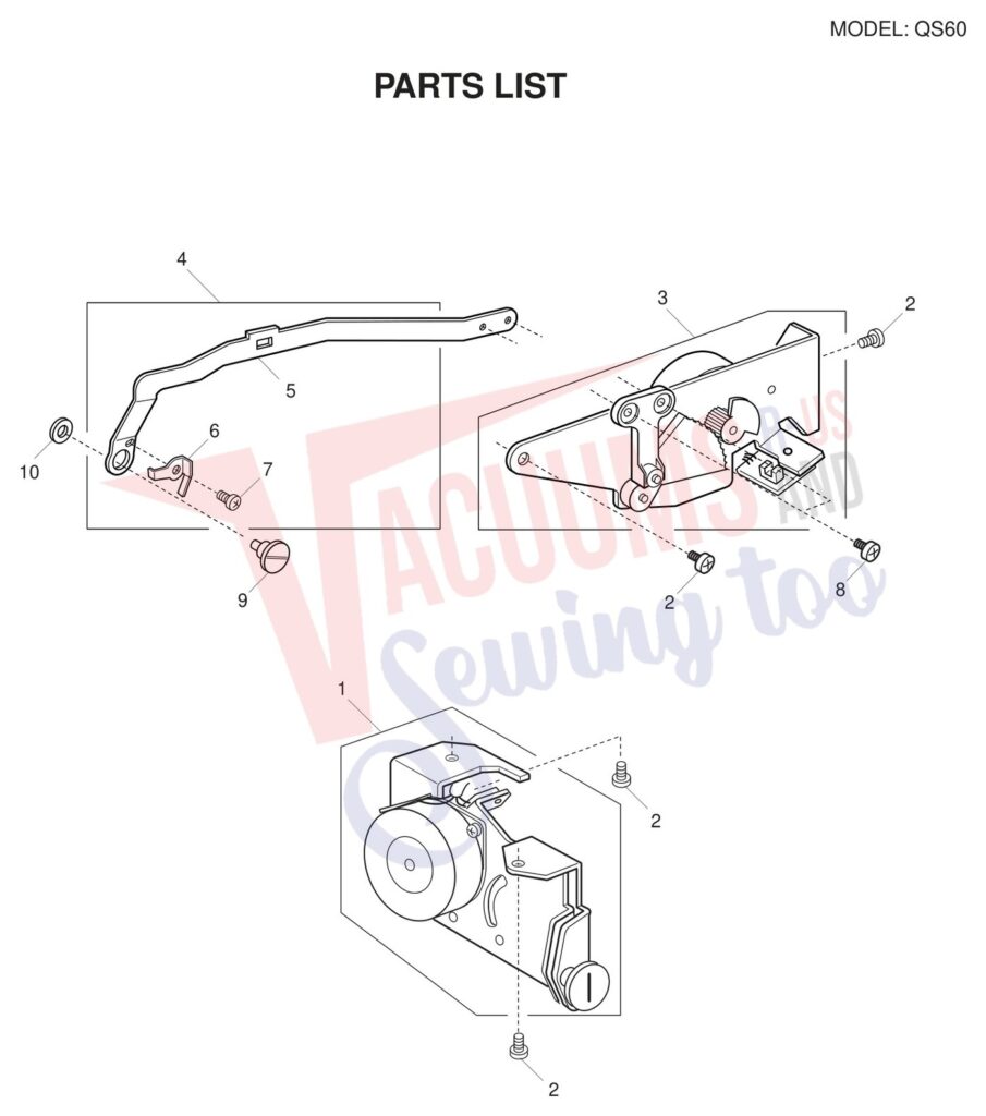 Necchi QS60 exploded schematic diagram (page 12)