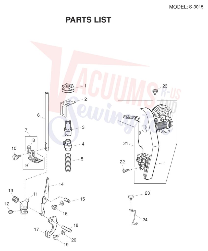 Janome S-3015 V2 exploded schematic diagram (page 4)