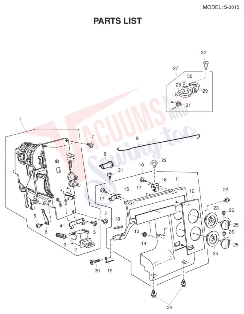 Janome S-3015 V2 exploded schematic diagram (page 9)