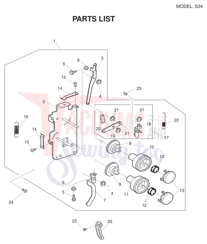 Necchi S34 exploded schematic diagram (page 2)