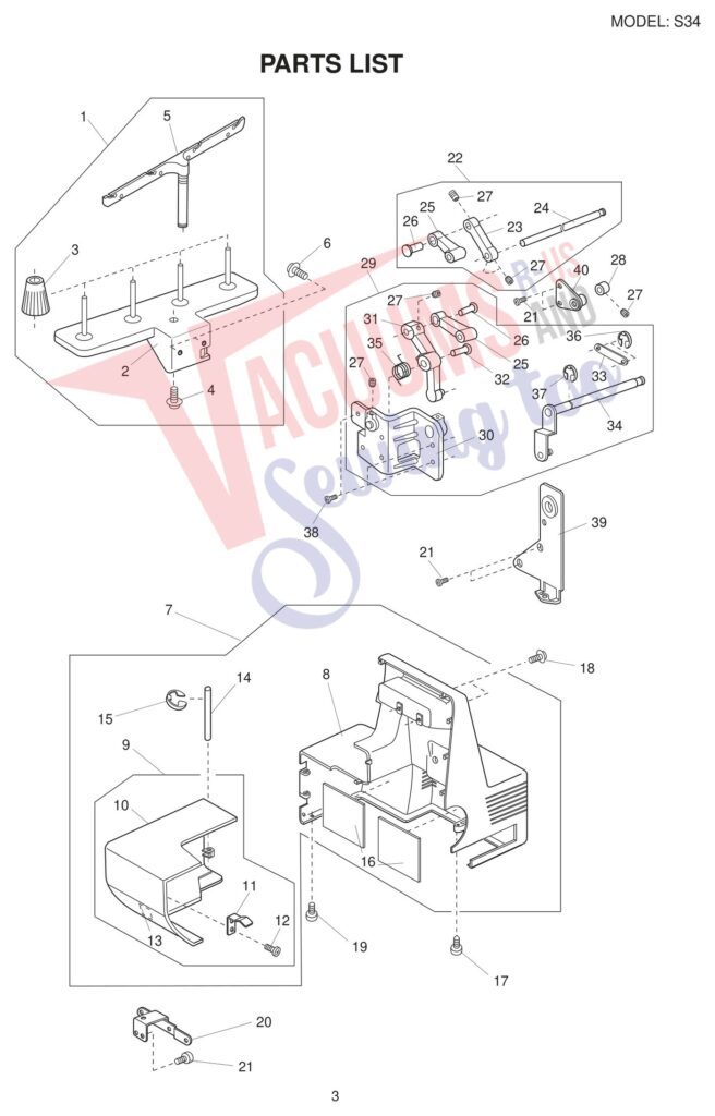 Necchi S34 exploded schematic diagram (page 5)