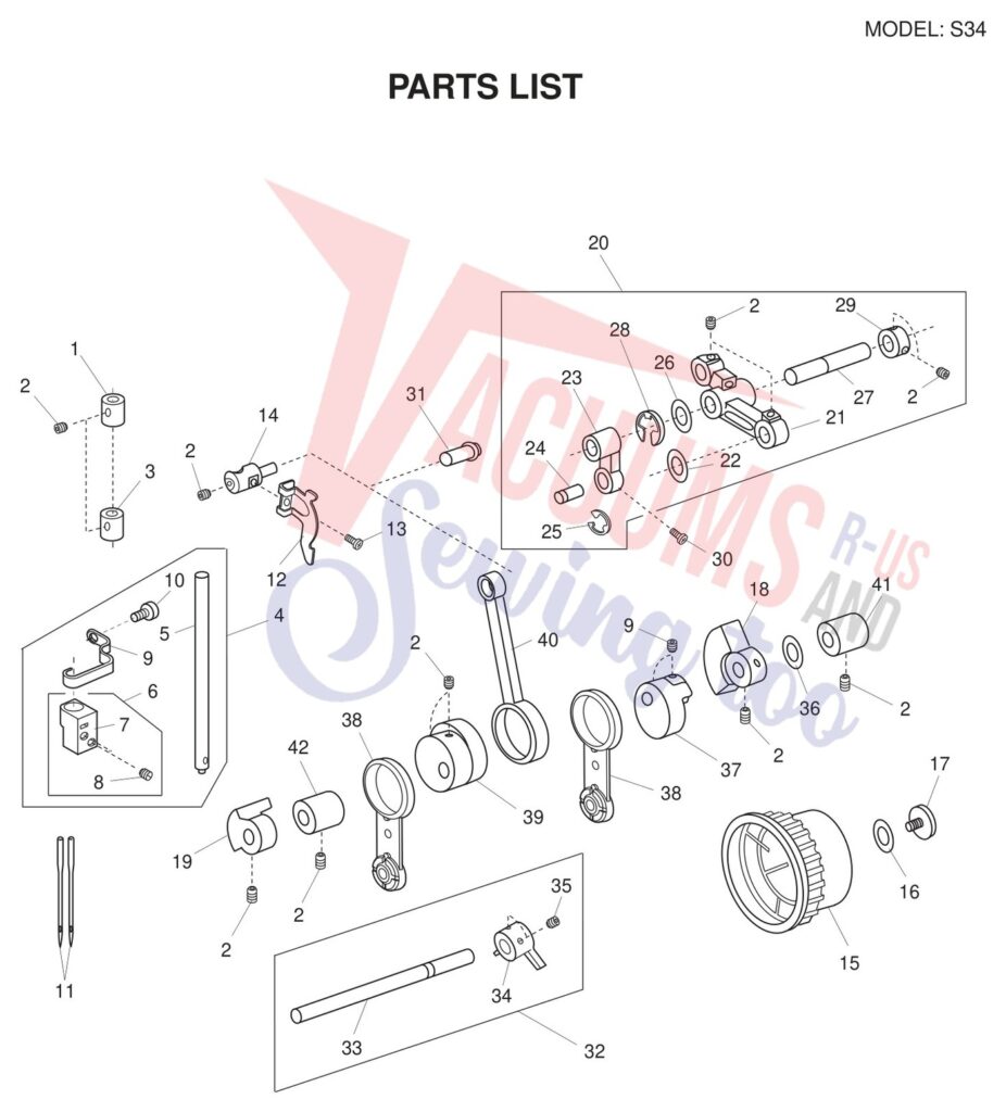 Necchi S34 exploded schematic diagram (page 8)