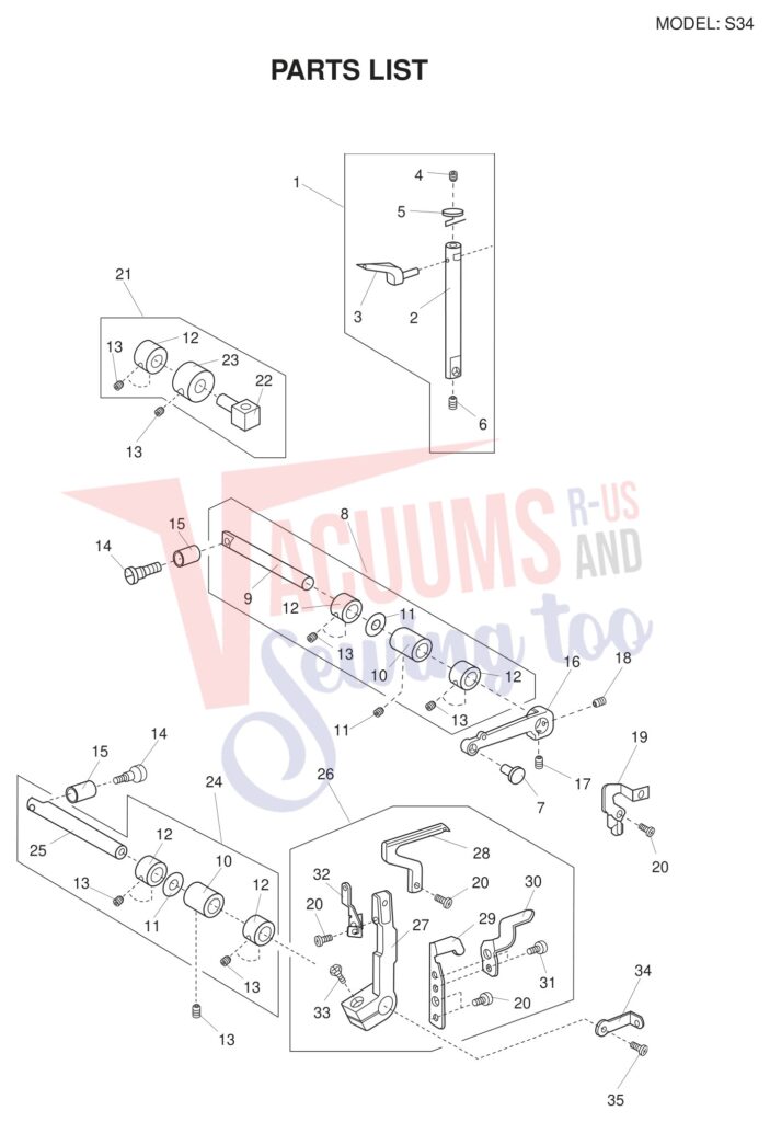 Necchi S34 exploded schematic diagram (page 9)